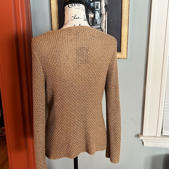 Jones New York Signature Open Knit Metallic Gold Sweater (M) - Picture 4 of 7